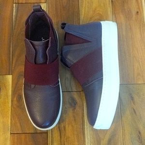 J Slides NYC Leather retro slip-on sneaker Burgundy 7.5 style Holland
